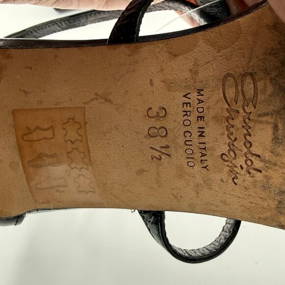 Vintage Arnold Churgin Patent Leather Black Crisscross Strap Sandal  38.5 - Picture 10 of 11